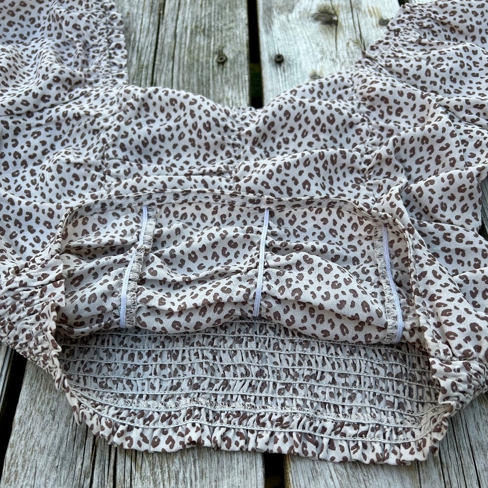 Paper crane⎪Leopard Ruched Crop top - Picture 6 of 7